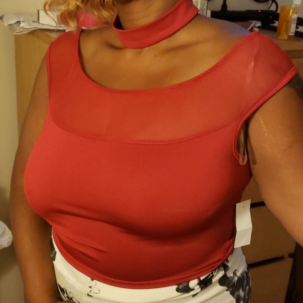 Red choker shirt